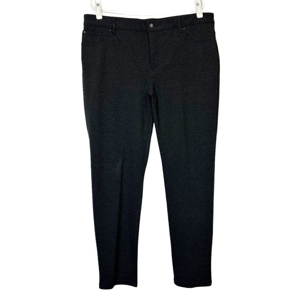 Chicos Ponte Skinny Pants Womens Size 3 US 16 Gray Stretch Waist